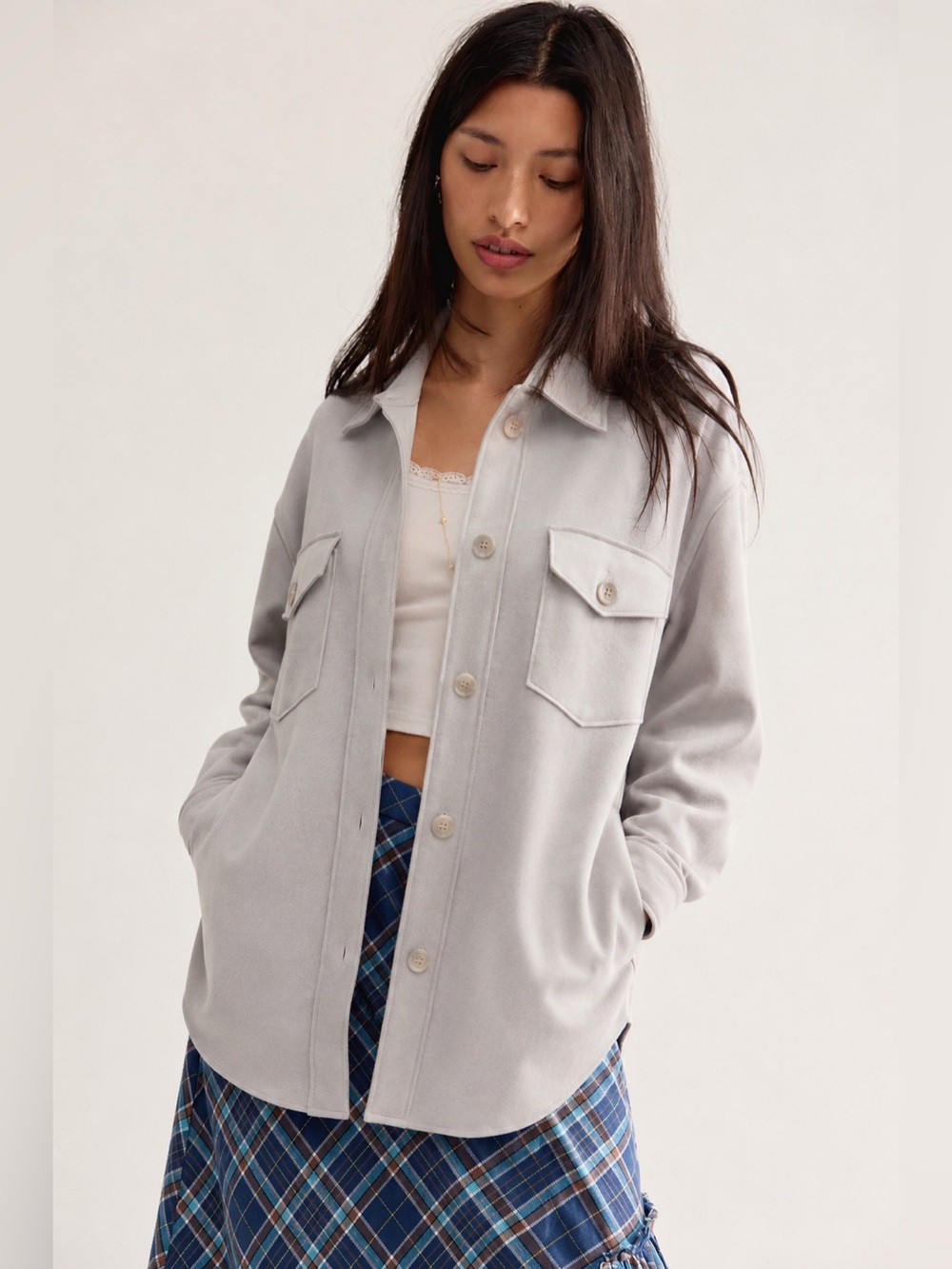 Joie Neutral Relaxed Shirt Shacket W Pockets Size Small/M Cabincore Outdoor Boho